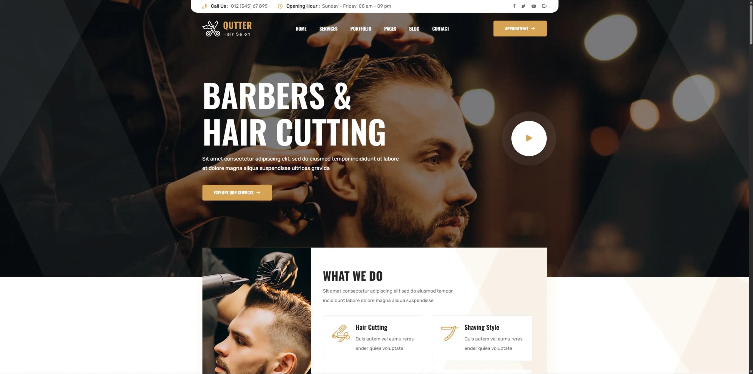 Mockup de Web para barbería para negocio con diseño responsive